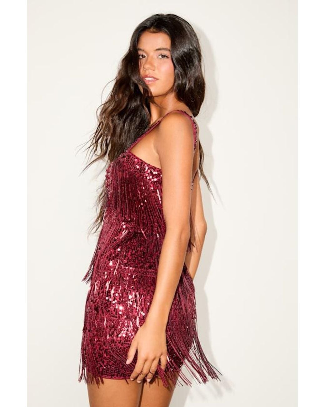 Lulus Red Fringe Fashion Sequin Fringe Bodycon Mini Dress