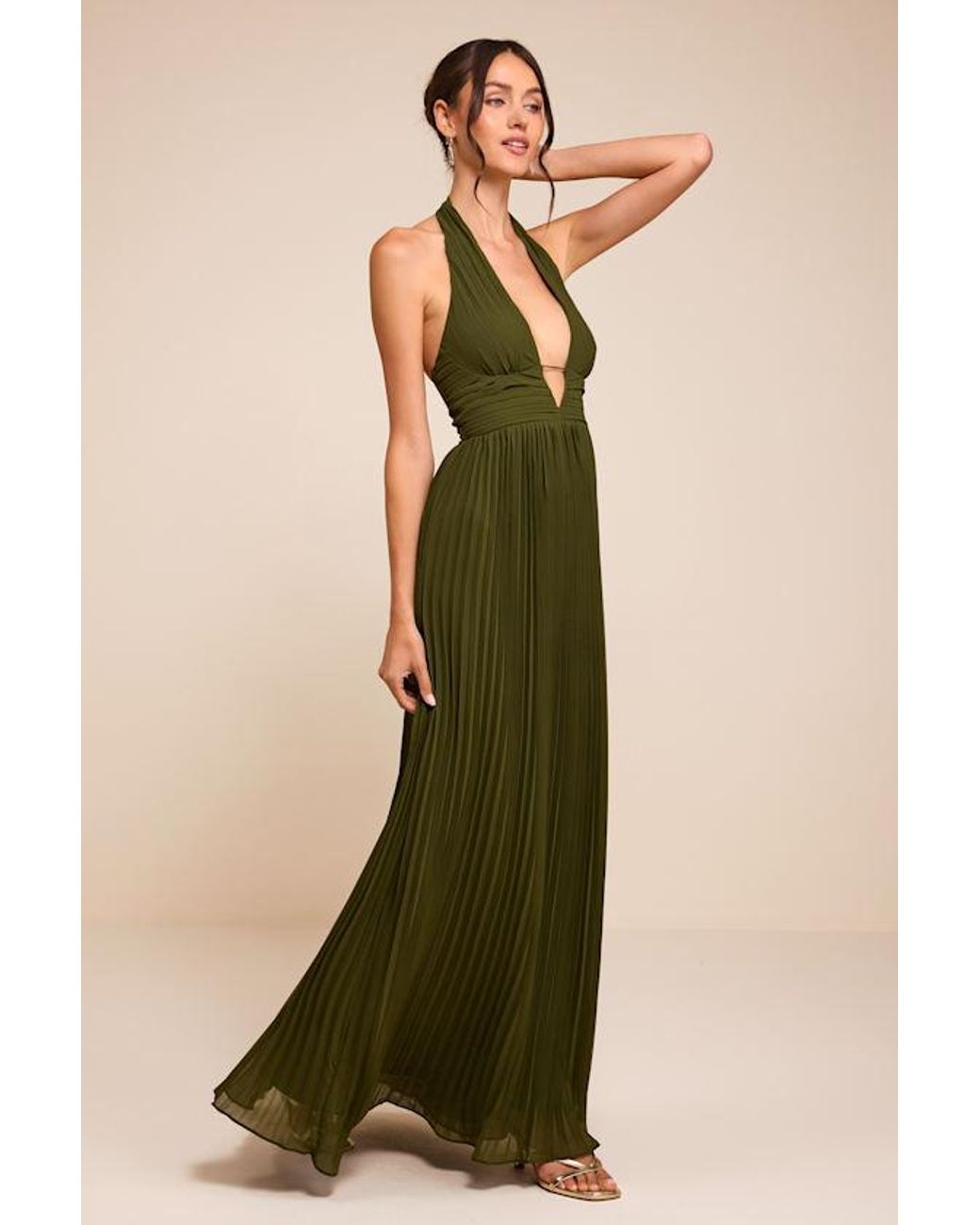 Lulus Green Gemma Chiffon Maxi Dress