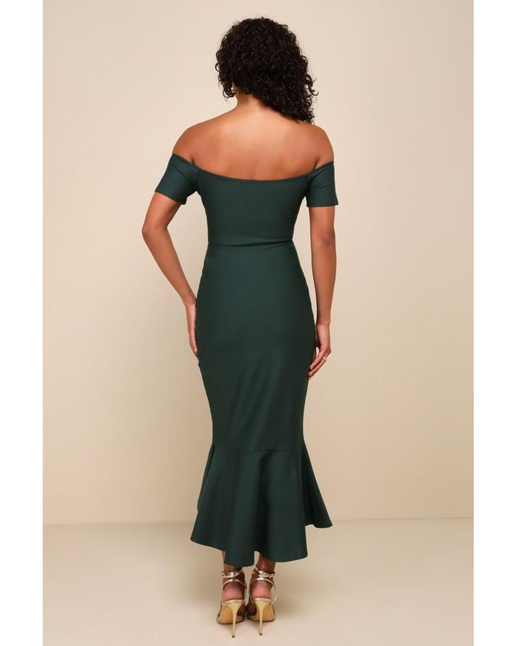 Lulus Blue How Much I Care Off-The-Shoulder Midi Dress