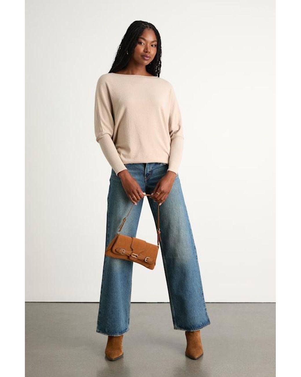 Lulus Basics Natural Verla Dolman Sleeve Sweater Top