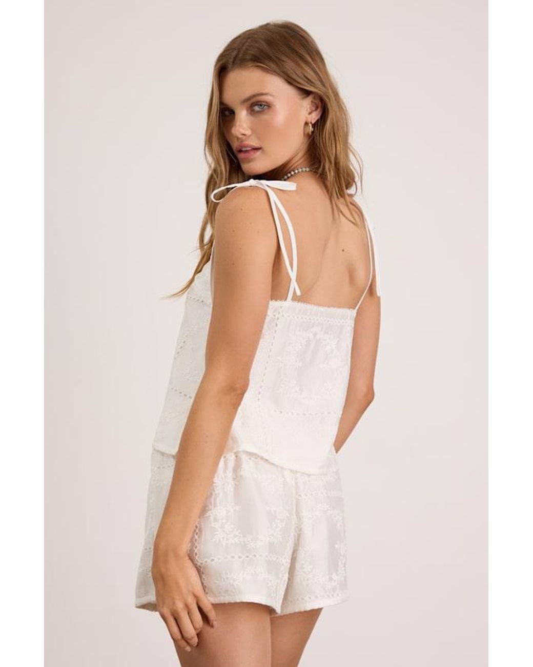 Lulus White Misa Embroidered Tie-Strap Tank Top