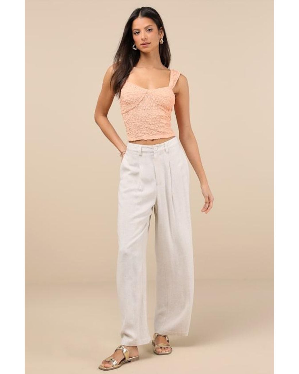 Lulus Natural Wilda Jacquard Knit Sleeveless Top