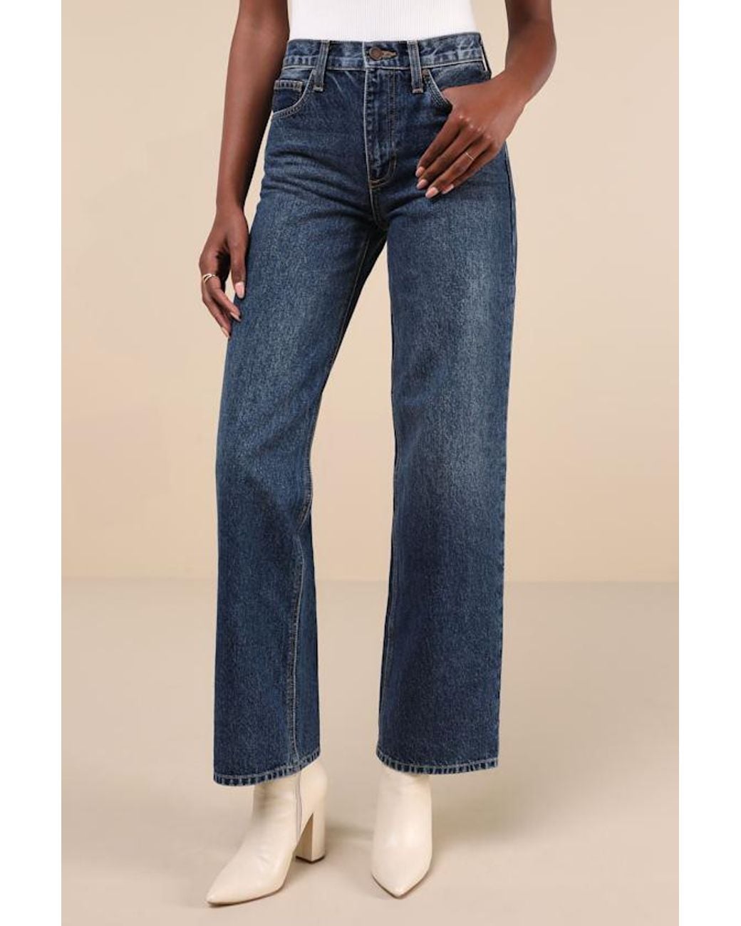 Just Black Blue Everyday Coolness Dark Wash High-Rise Straight-Leg Jeans