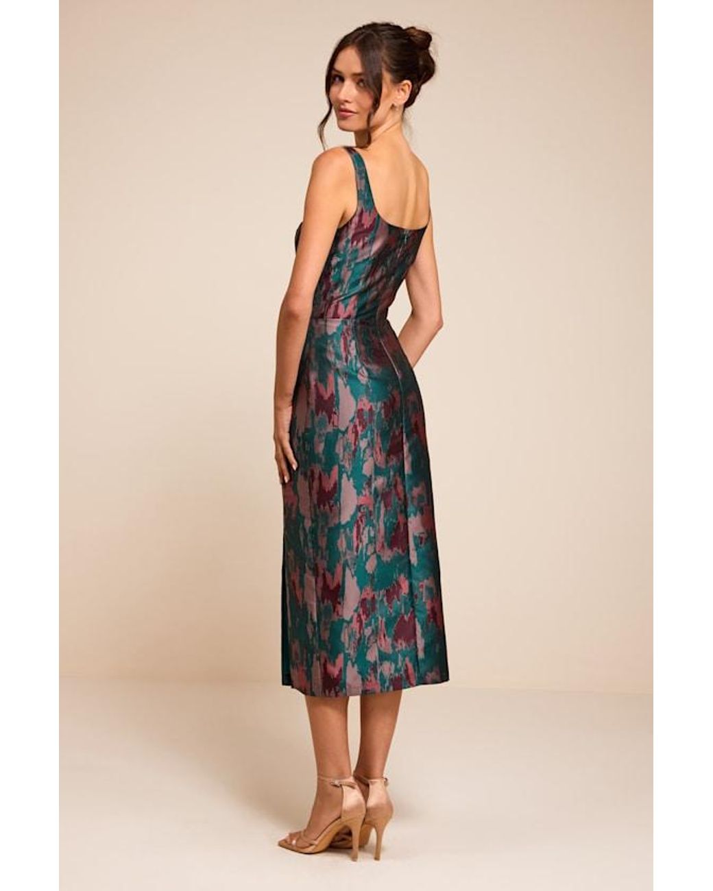 Lulus Blue Diani Abstract Jacquard Column Midi Dress