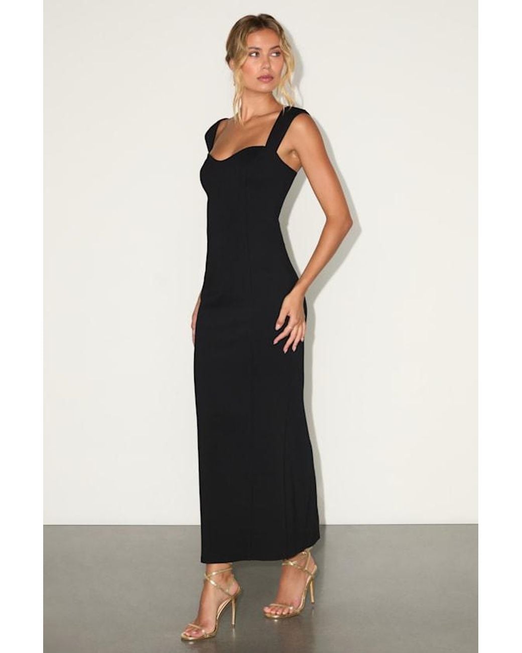 Lulus Black Samai Cap Sleeve Bodycon Midi Dress