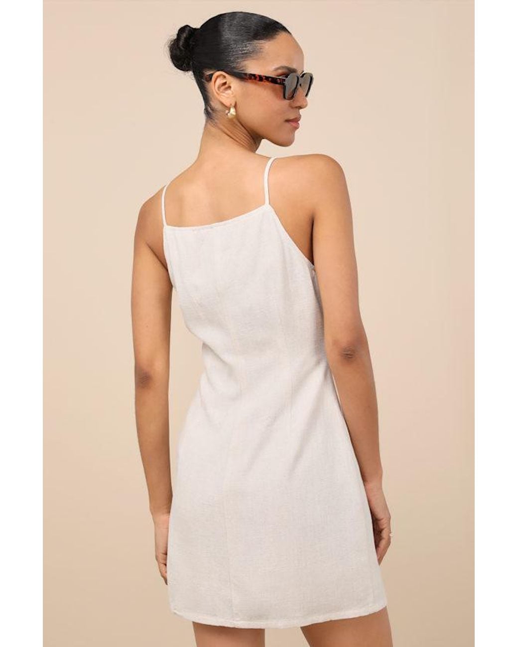 Lulus Natural Chic Objective Light Button-Front Mini Dress