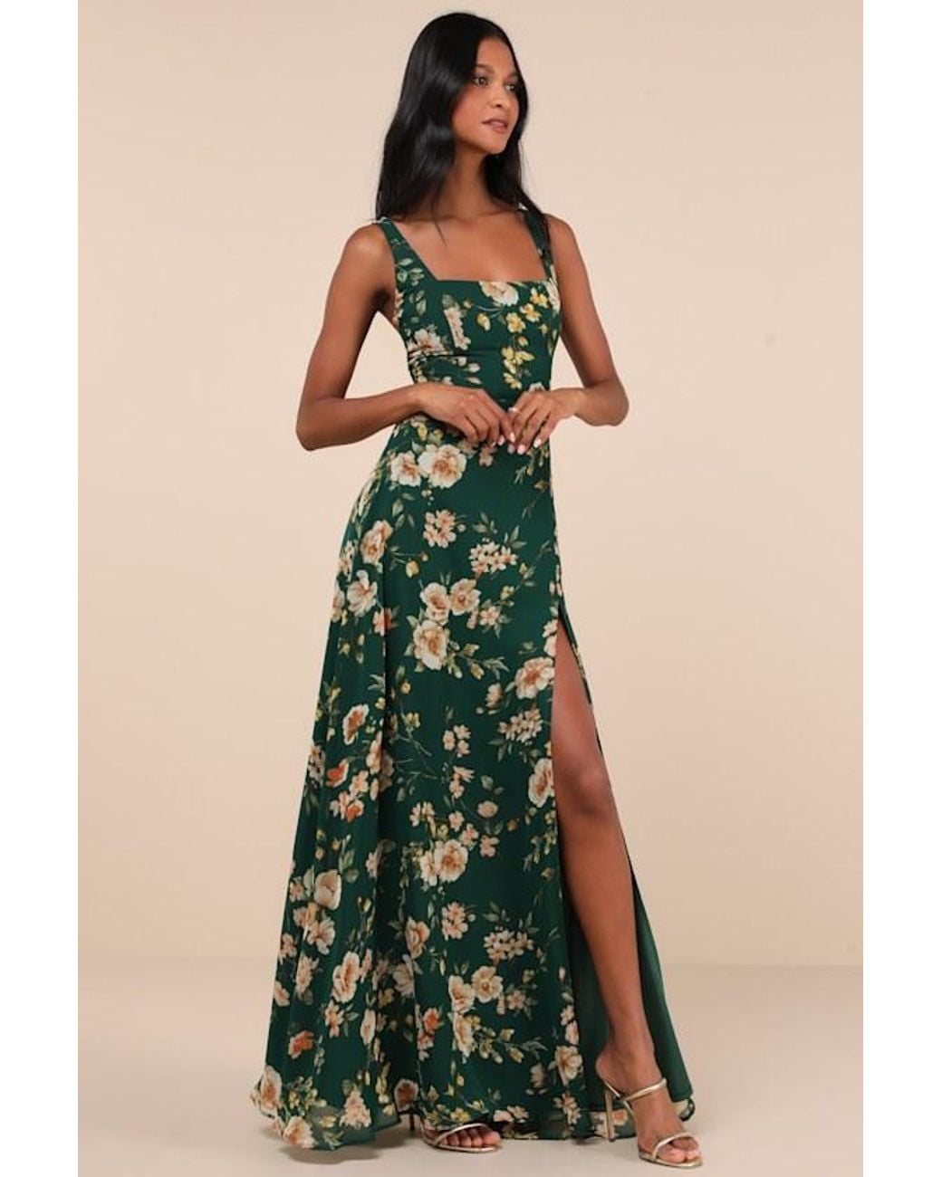 Lulus Blue Remarkable Arrival Floral Sleeveless Maxi Dress