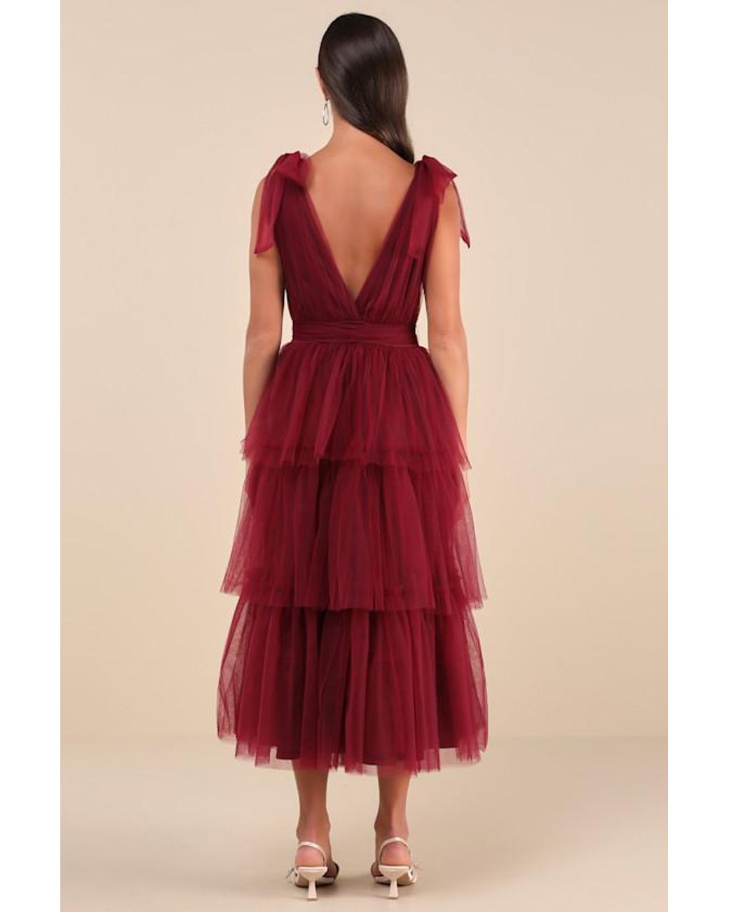 Lulus Flawless Arrival Tulle Tie-Strap Tiered Maxi Dress