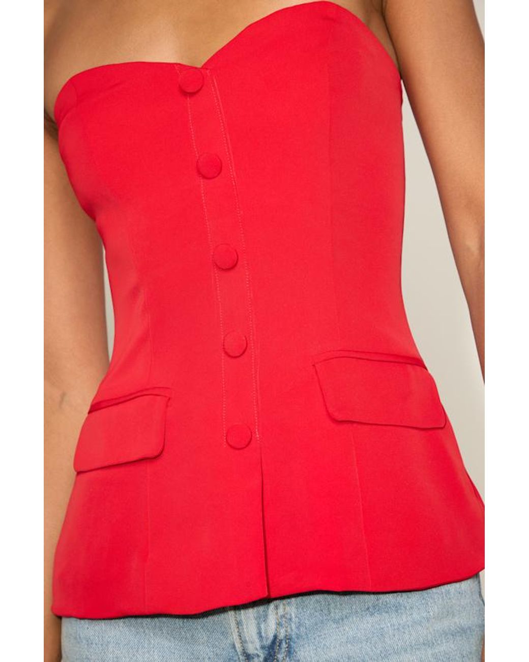 Lulus Red Kylina Ponte Knit Strapless Top