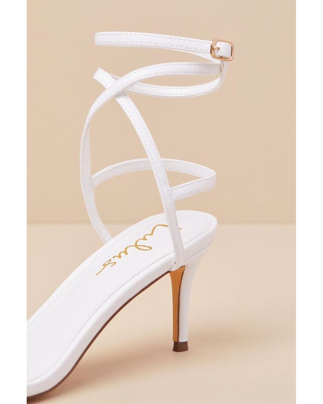 Lulus Natural Sydd Ankle Wrap Low Heel Sandals