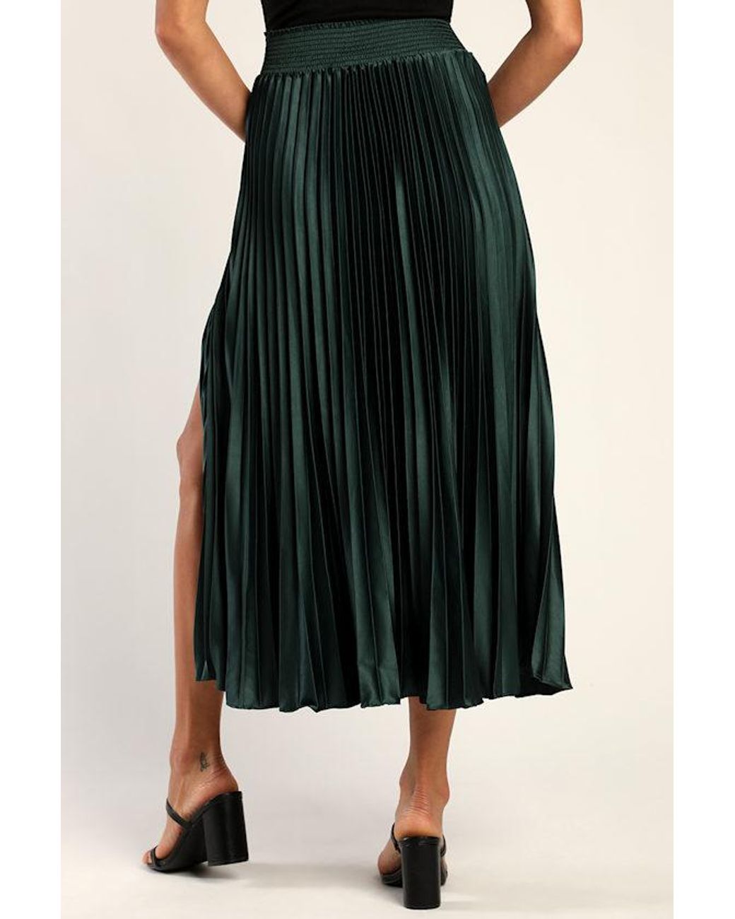 Lulus Multicolor Sophisticated Vision Satin Pleated Midi Skirt