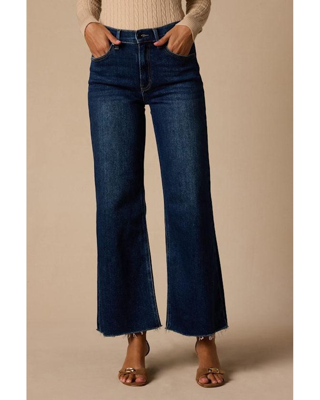 Just Black Blue The Longer Length Dark Wash Wide-Leg Jeans