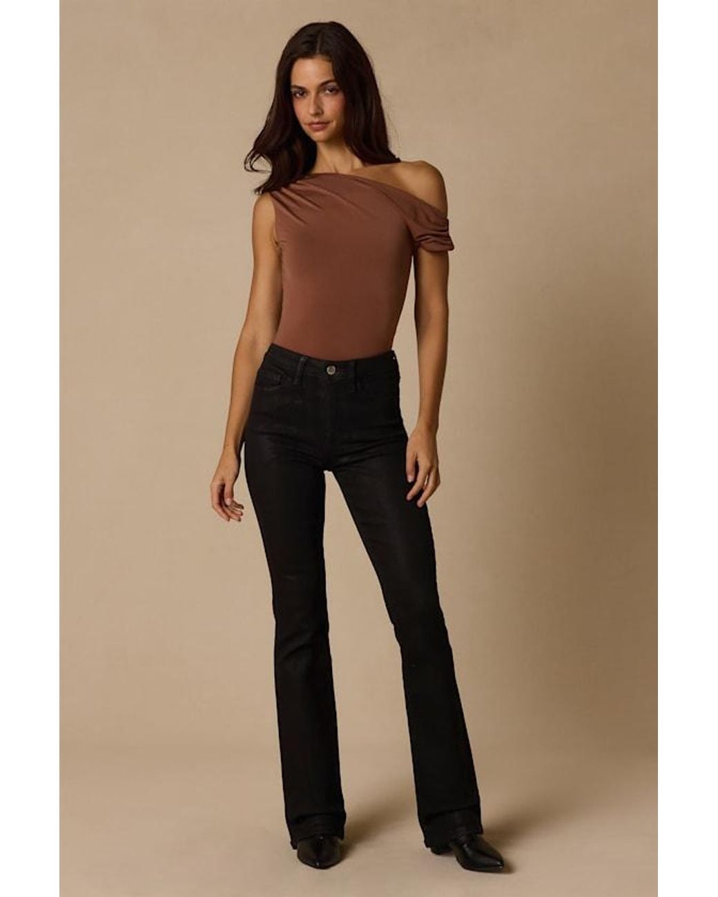 Lulus Black Lulah Slinky Knit Asymmetrical Bodysuit