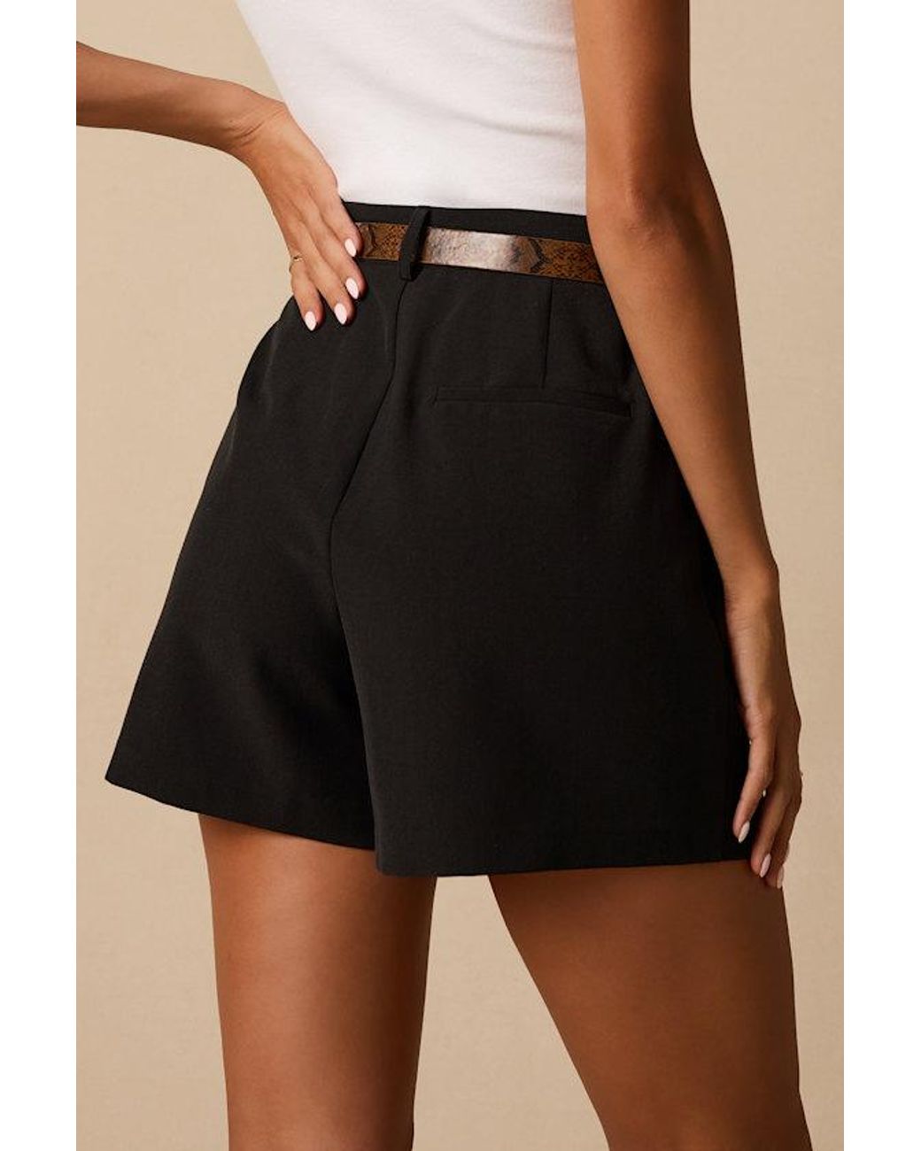 Lulus Black Sharise Pleated High-Rise Shorts