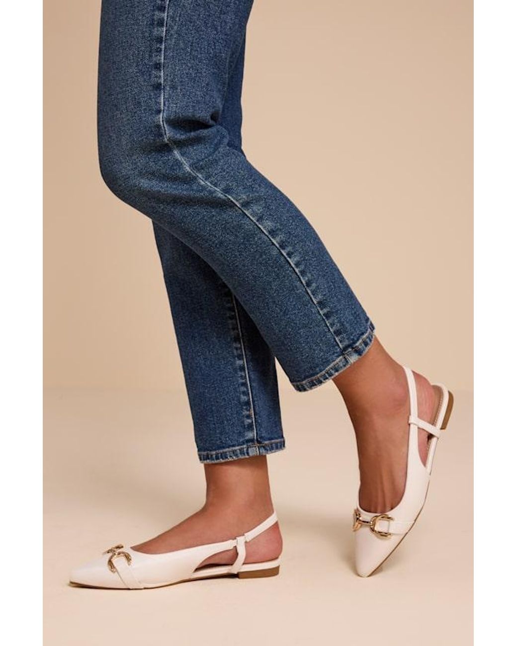 Lulus Natural Lillian Pointed-Toe Slingback Flats