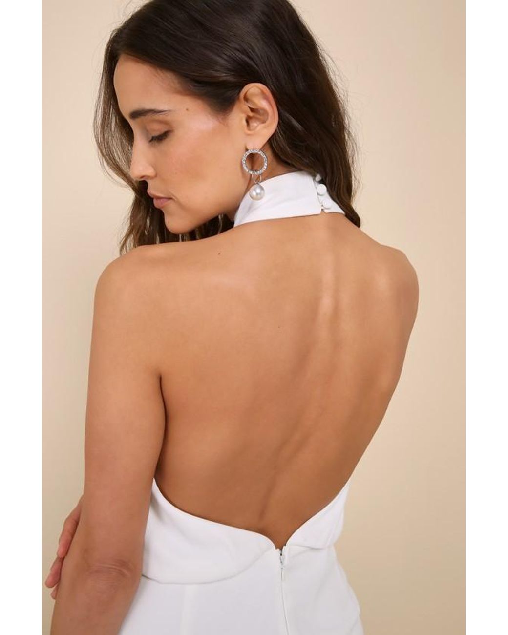Lulus Moment For Life Halter Romper in Natural Lyst UK