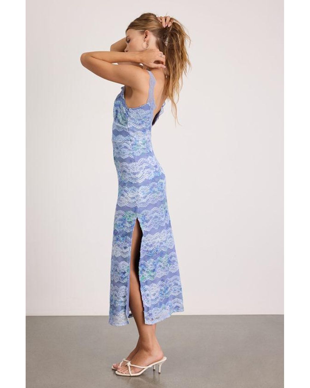 Lulus Blue Brienne Periwinkle Lace Midi Dress
