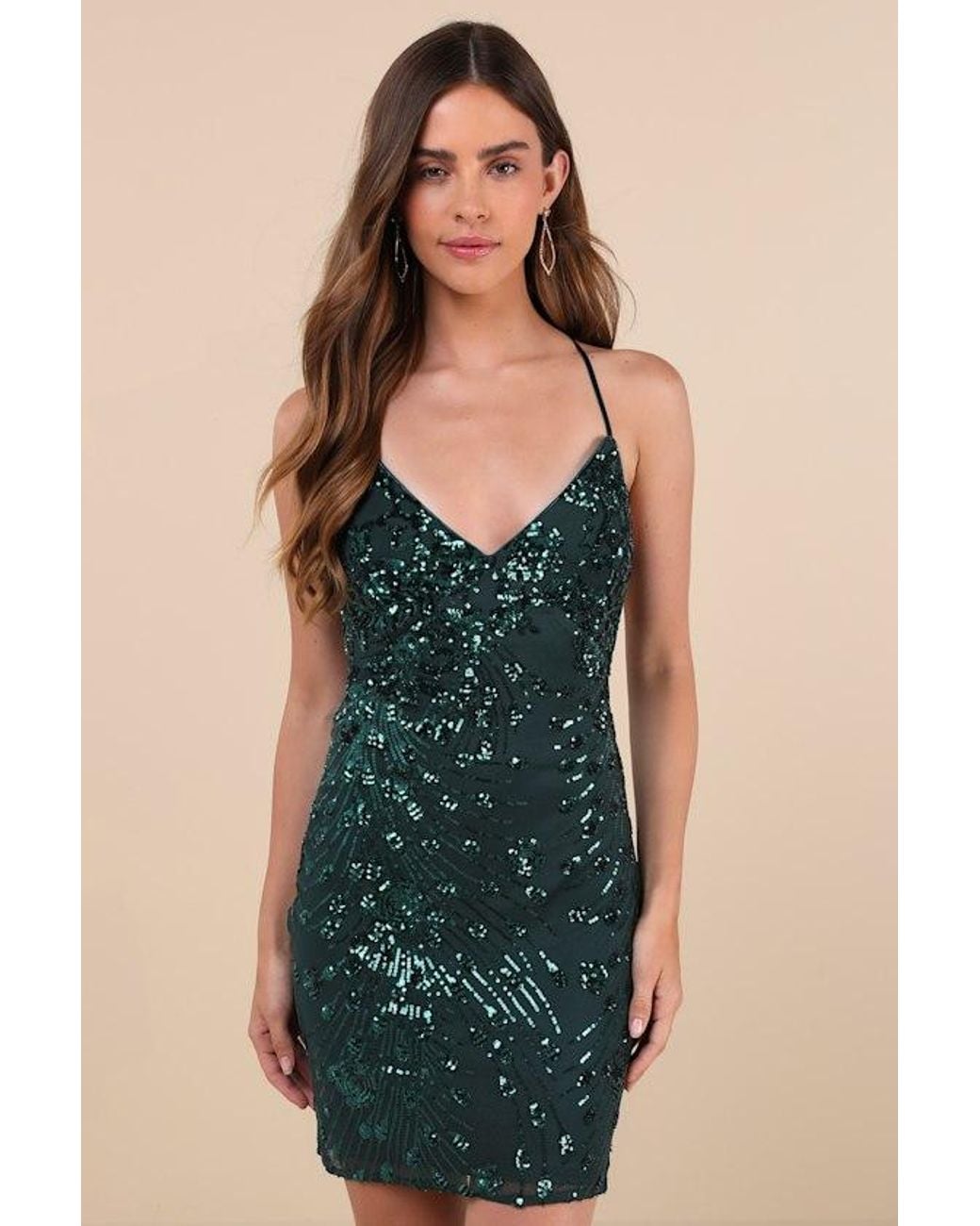 Lulus Blue Keep Glowing Sequin Lace-Up Bodycon Mini Dress