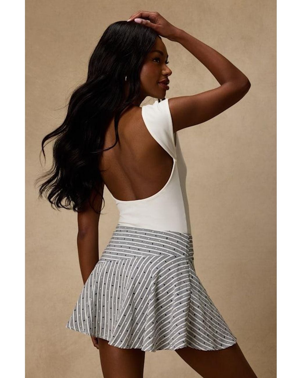 Lulus White Paulette Ivory And Striped Skater Mini Skirt