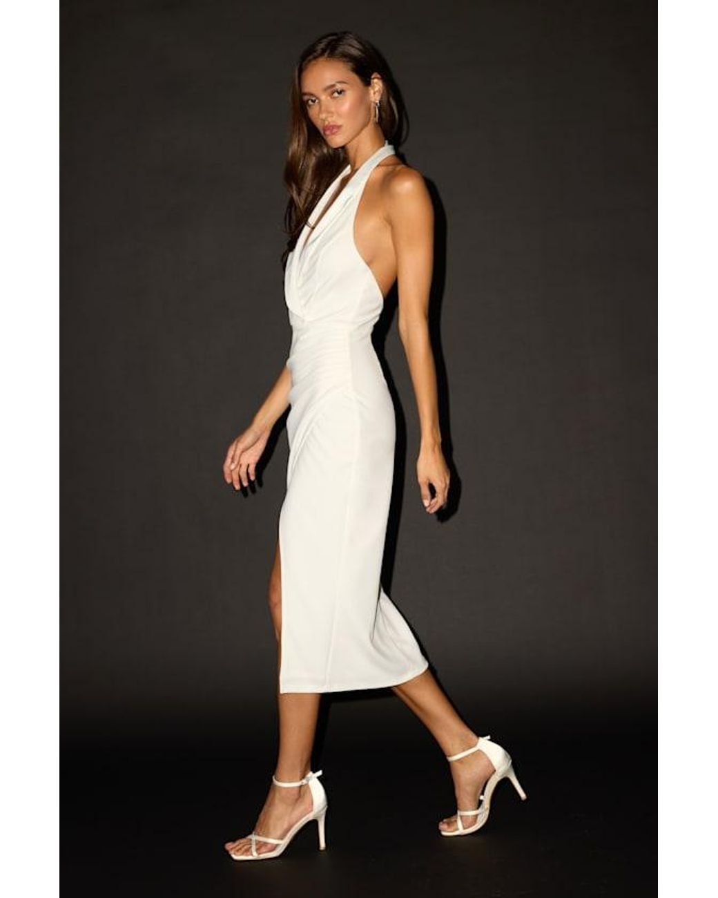 Lulus Black Annalise Ponte Knit Surplice Midi Dress