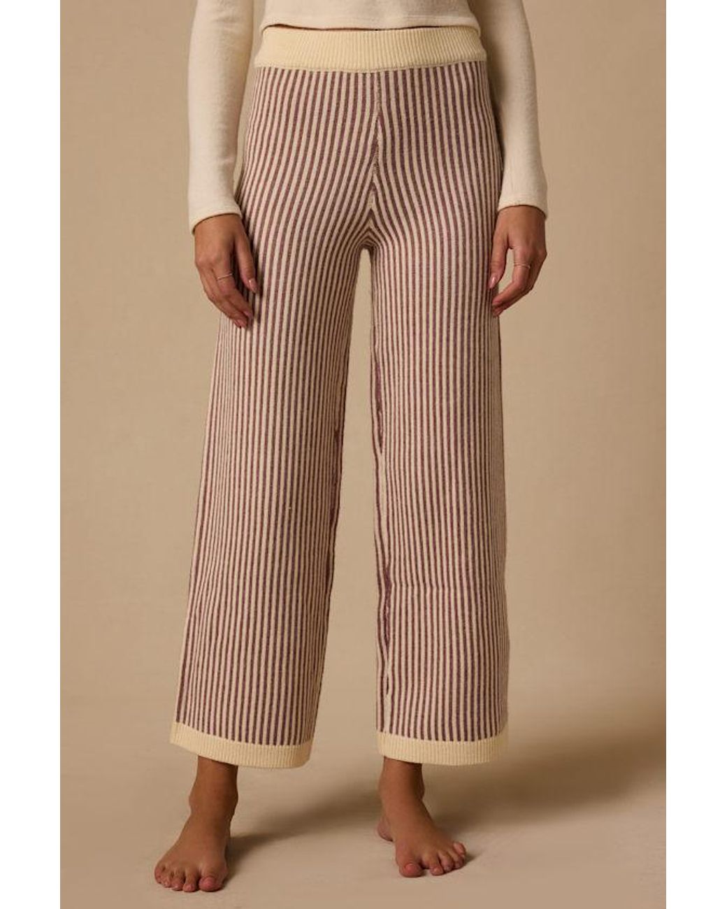 Lulus Natural Rainier Striped Sweater Pants