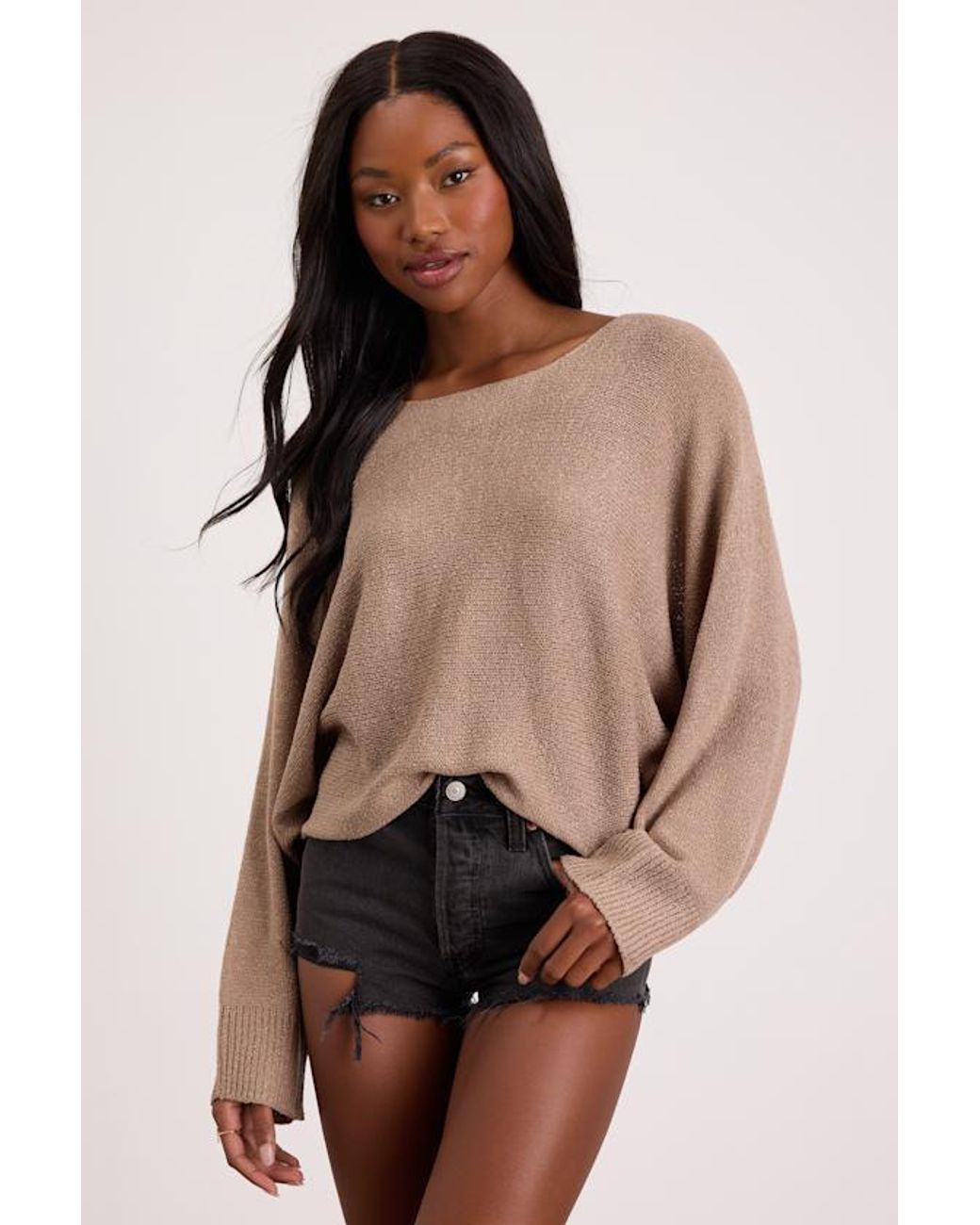 Lulus Natural Jaylin Boat Neck Pullover Sweater