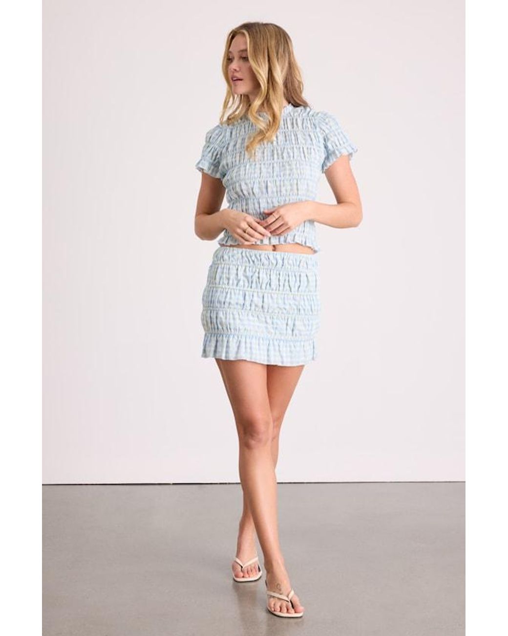 Lulus White Celera Gingham Smocked Mini Skirt