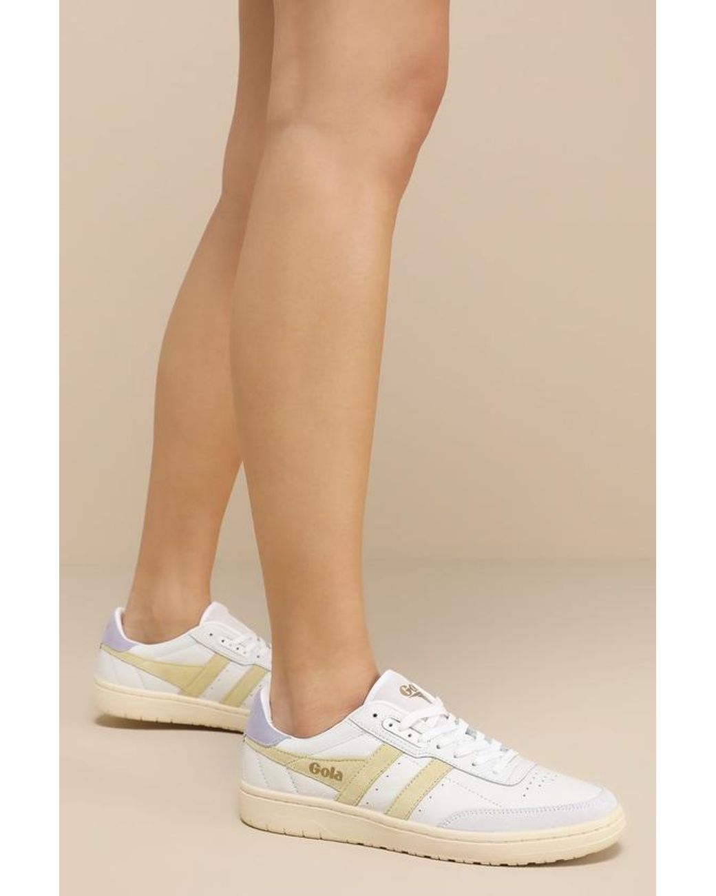 Gola Falcon Color Block Leather Lace Up Sneakers in Natural Lyst UK