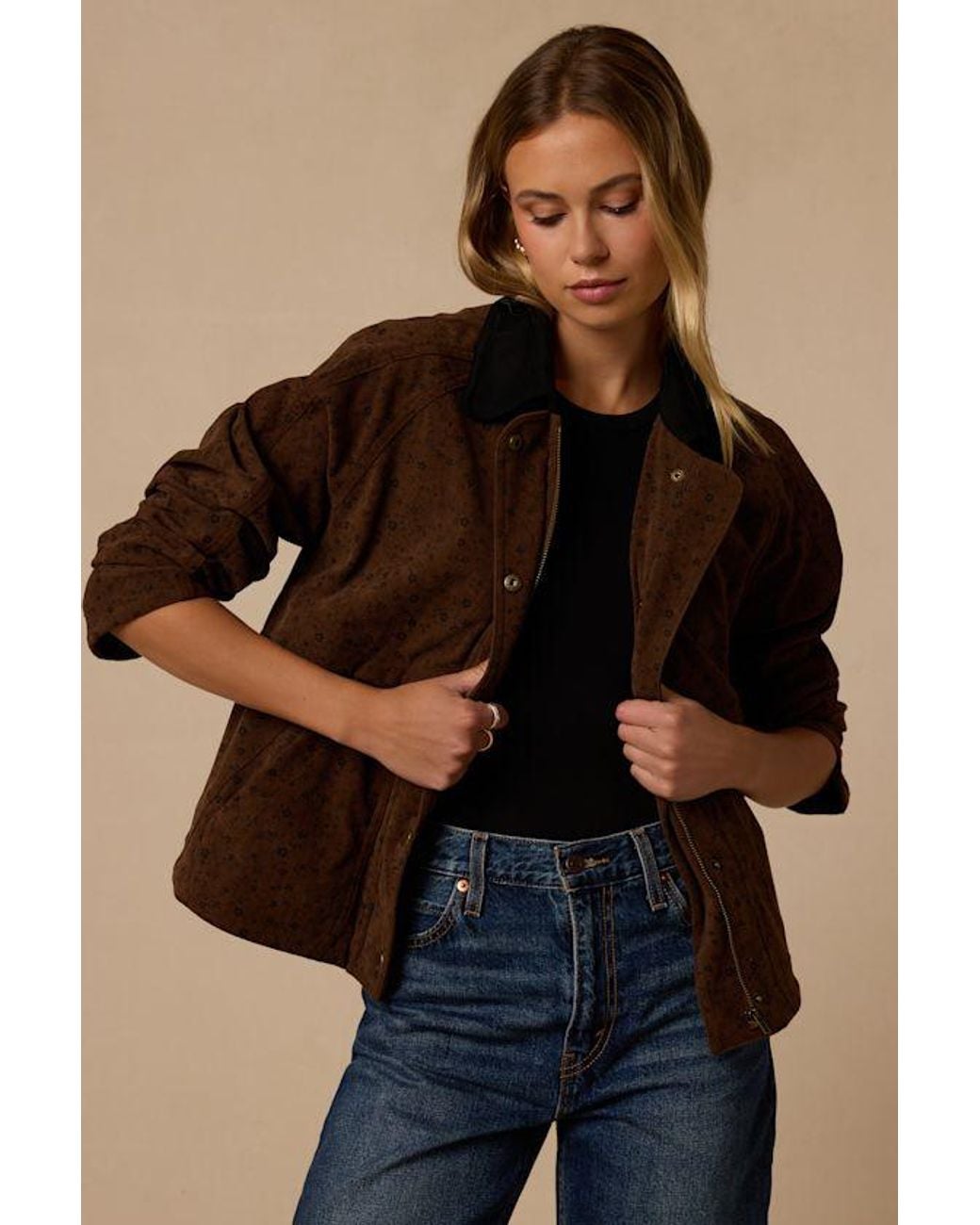 Lulus Brown Ashcraft Floral Corduroy Jacket
