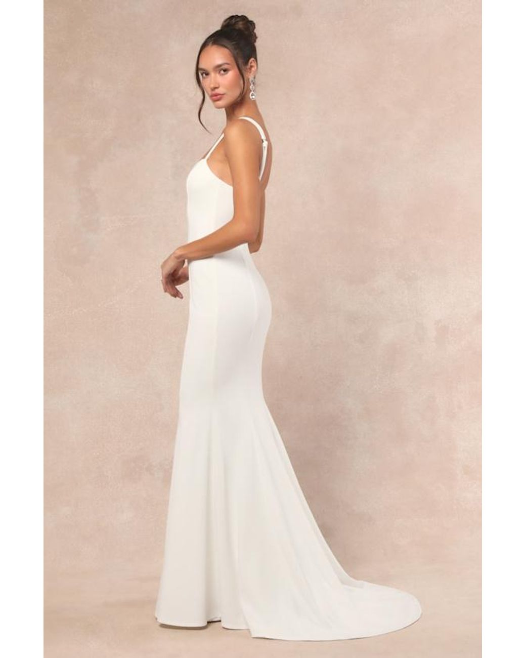 Lulus Safine Backless Mermaid Maxi Dress in Natural | Lyst