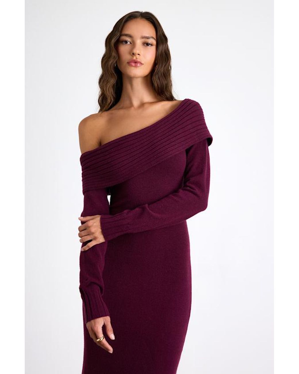 Lulus Ellie Dark Plum Sweater Bodycon Maxi Dress in Red | Lyst