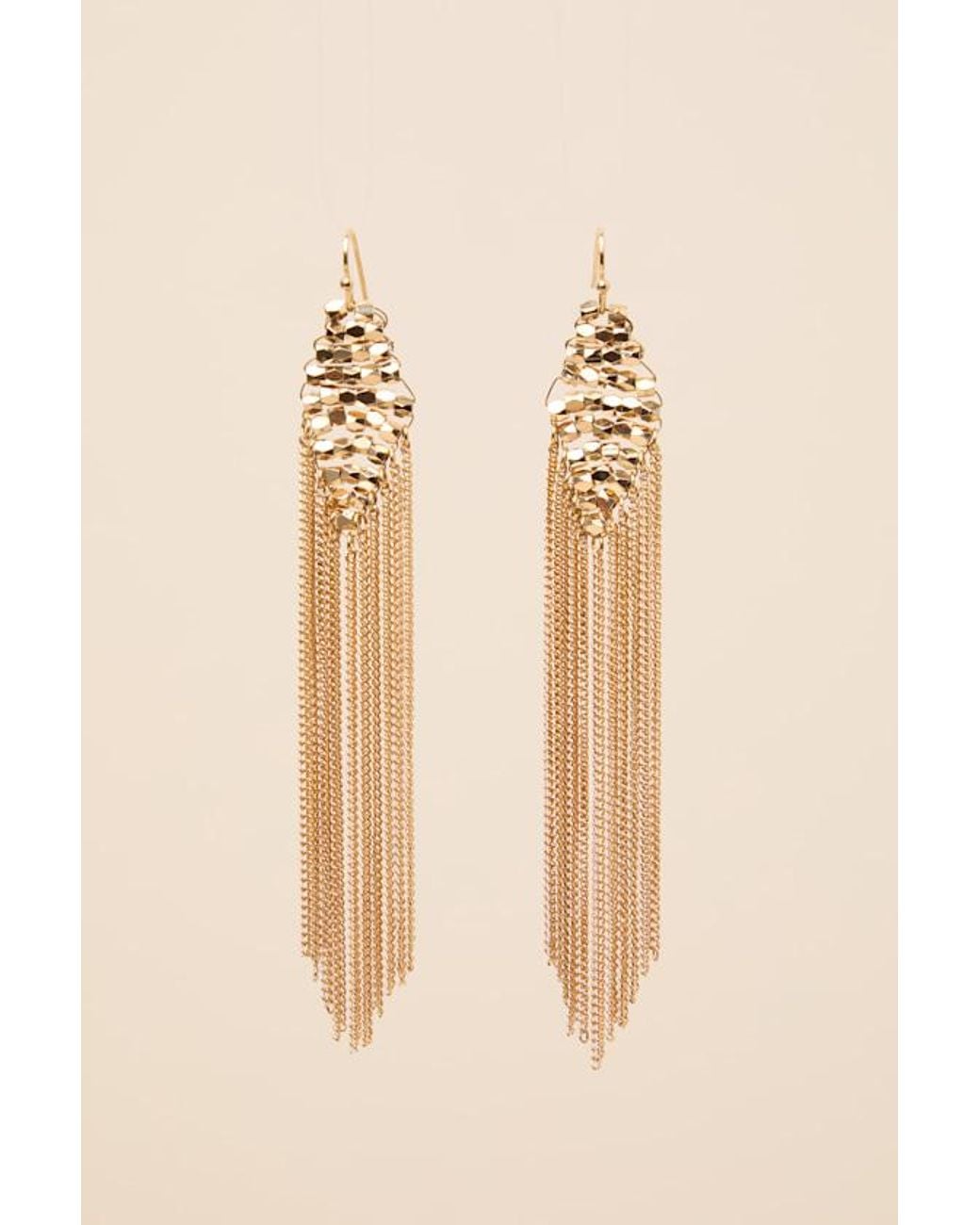 Lulus Brown Flashing Lights Fringe Earrings