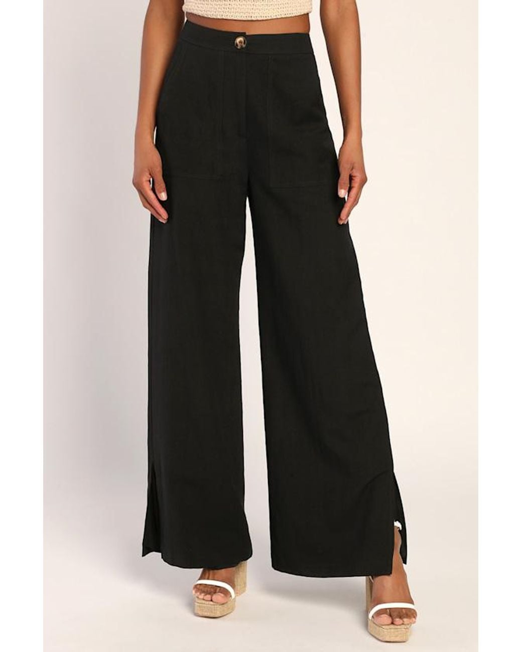 Lulus Black Jet Stream High-Waisted Wide-Leg Pants