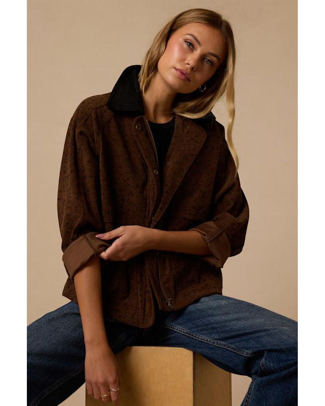 Lulus Brown Ashcraft Floral Corduroy Jacket
