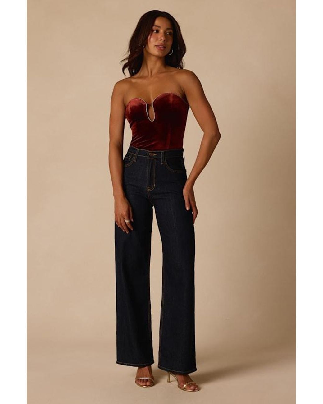 Lulus Brown Cha Cha Velvet Strapless Bodysuit