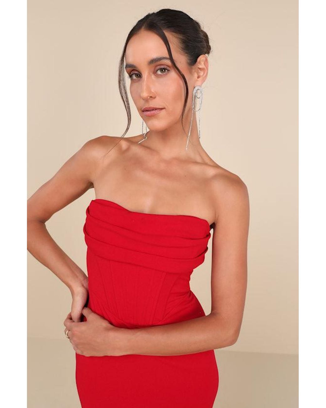 strapless open back dress Mona Mini Dress - Deep Red | Mini Dress