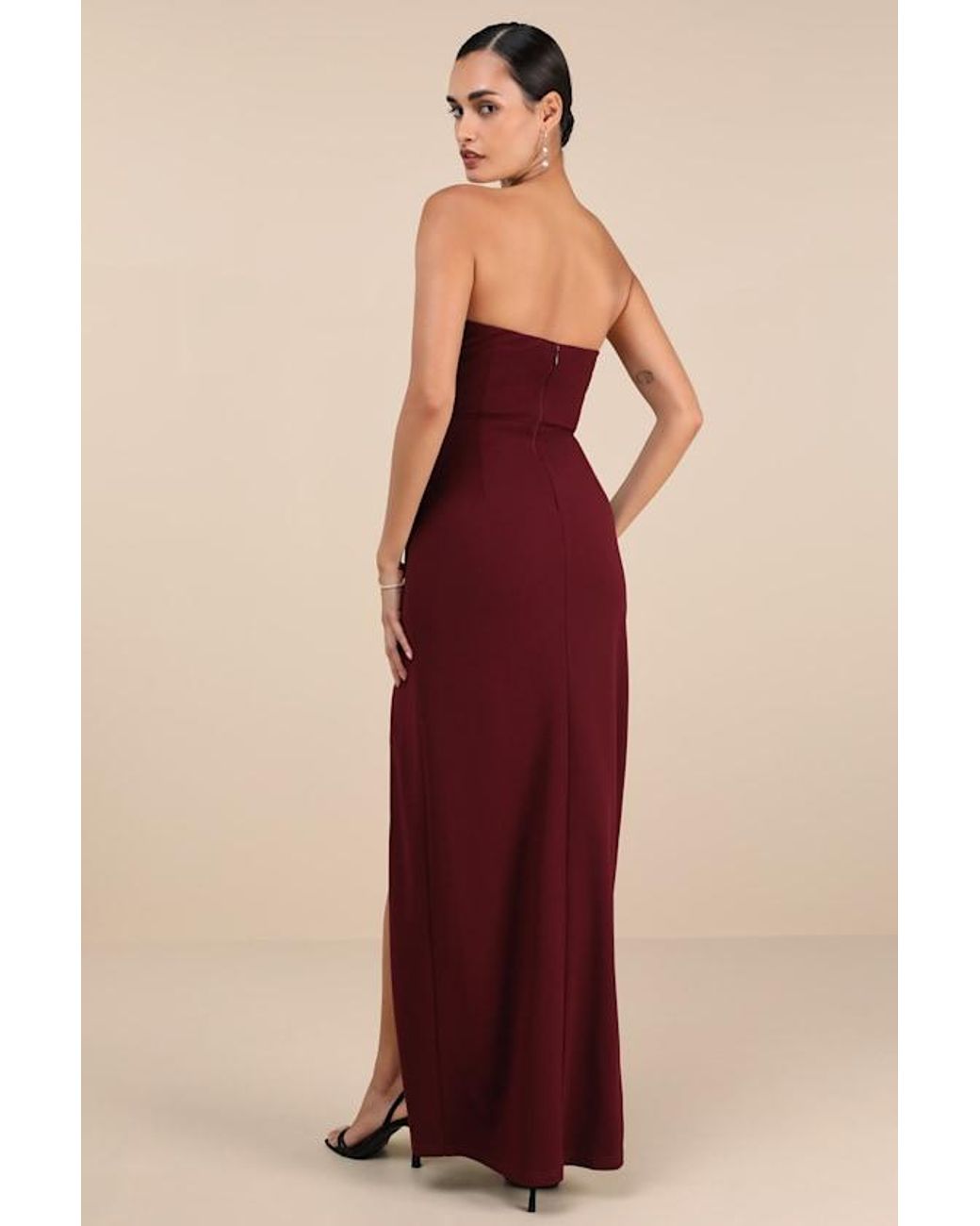 Lulus Memorably Iconic Strapless Lace Bustier Maxi Dress in Natural | Lyst