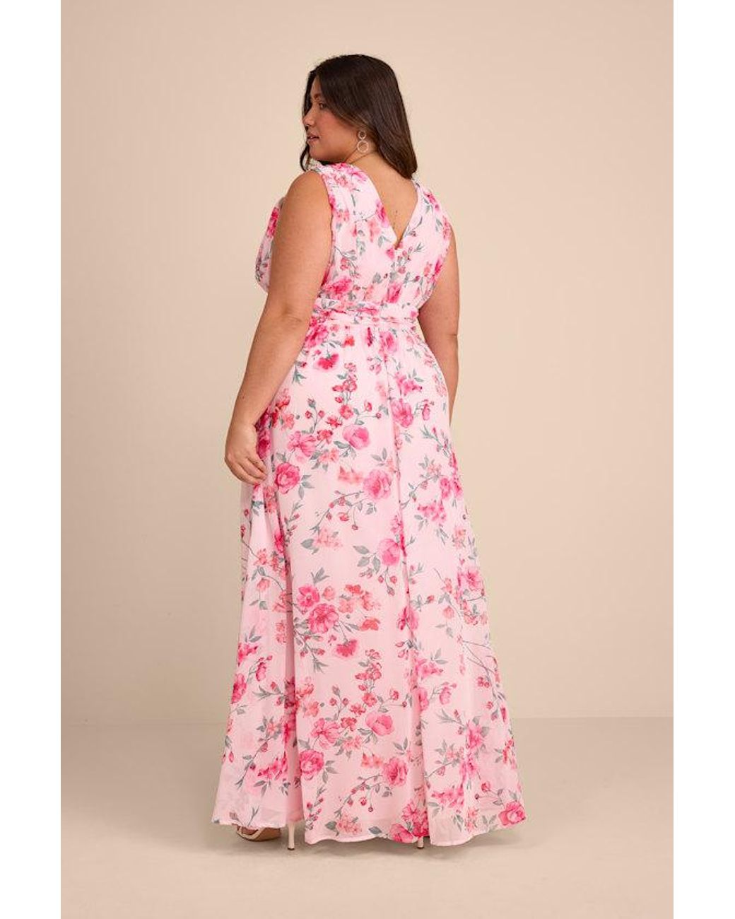 Lulus Pink Garden Meandering Blush Floral Print Maxi Dress
