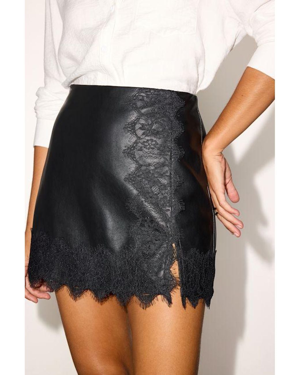 Lulus White Dayva Vegan Leather Lace Mini Skirt