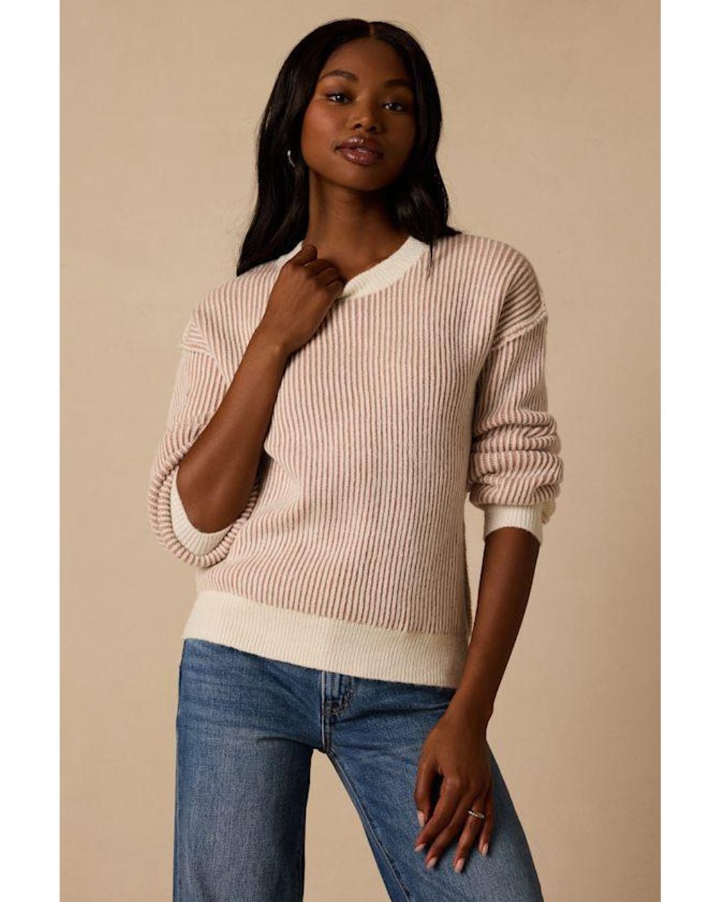 Lulus Blue Soho Striped Sweater