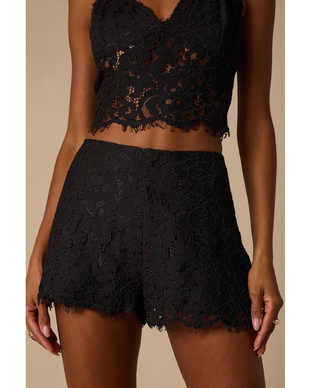 Lulus Black Dalia Lace High-Rise Shorts