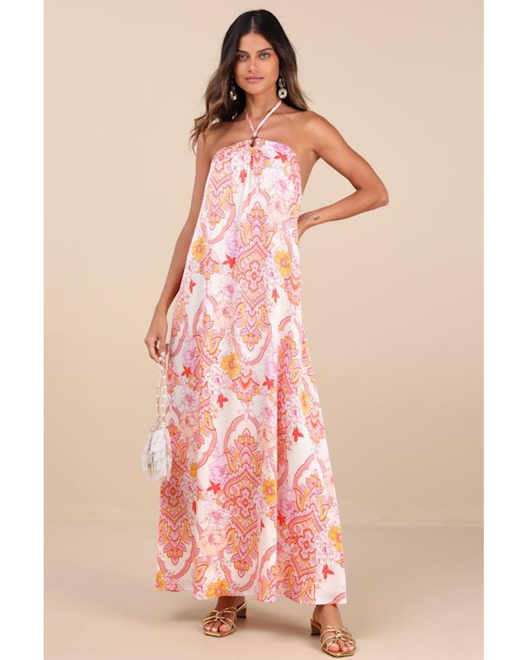 knee length dresses for ladies Coral All The Stars Maxi Dress