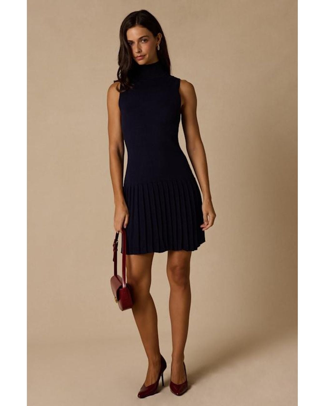 Lulus Blue Vanessa Sleeveless Mock Neck Sweater Dress