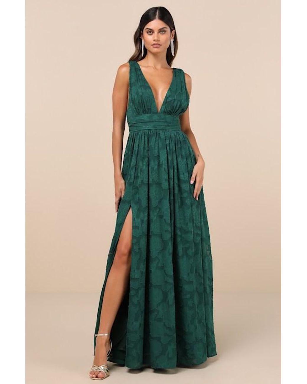 Lulus Green Sweet Sophistication Burnout Floral Maxi Dress