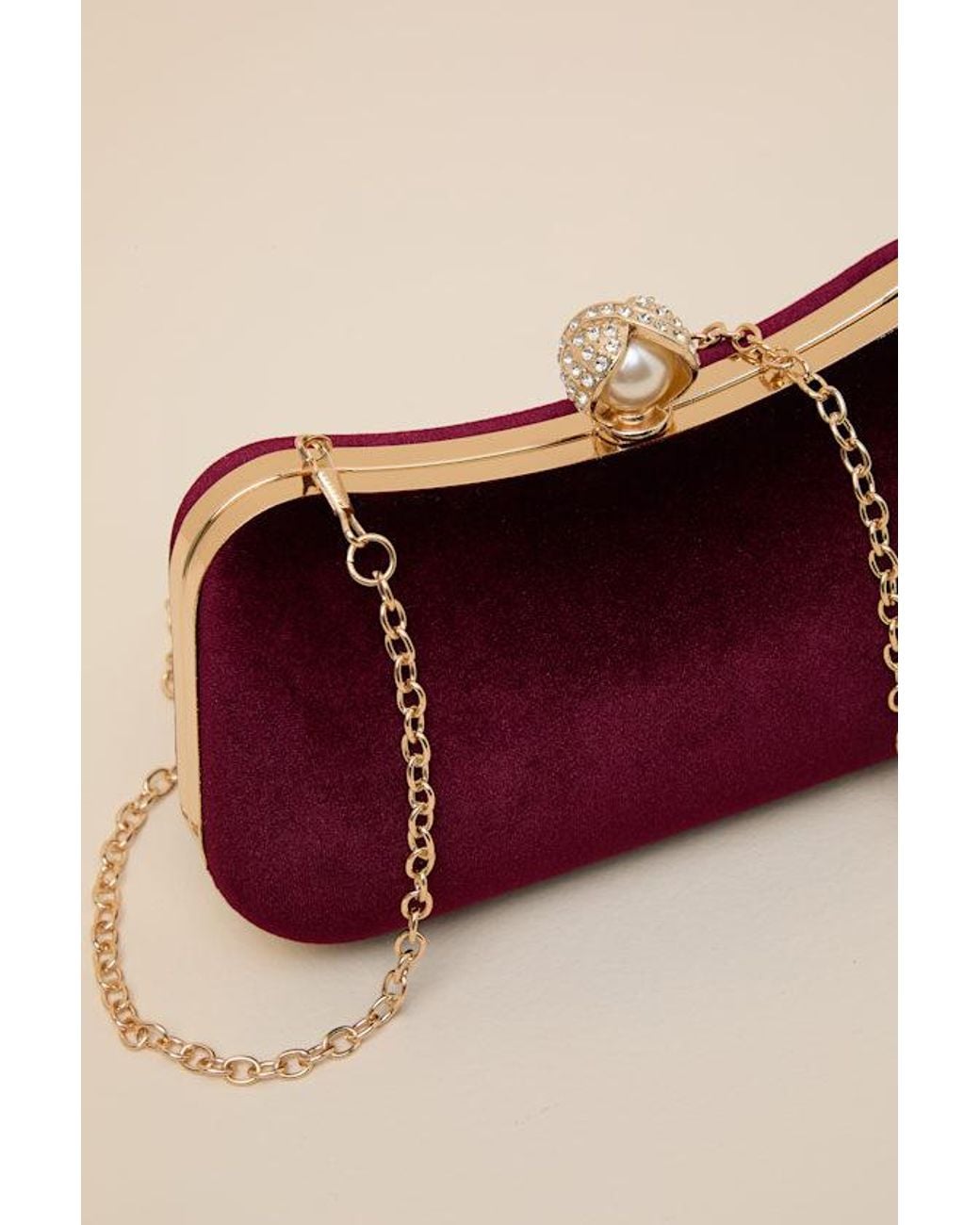 Lulus Red Date Night Velvet Clutch