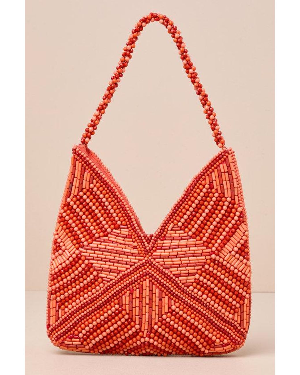 Lulus Orange Sunny Element Beaded Shoulder Bag