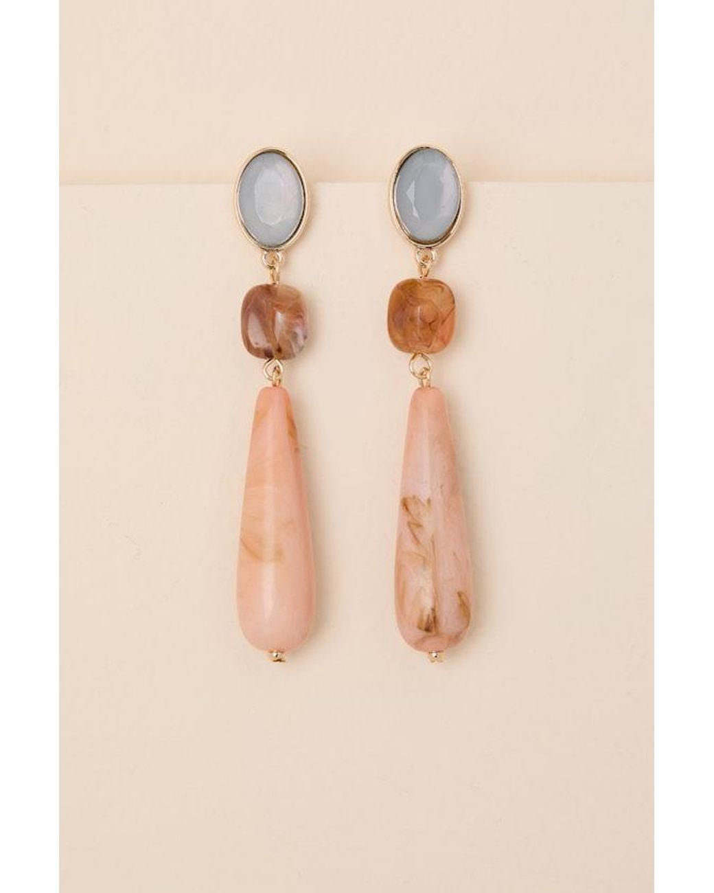 Lulus Natural Amandi Multi Marbled Drop Earrings