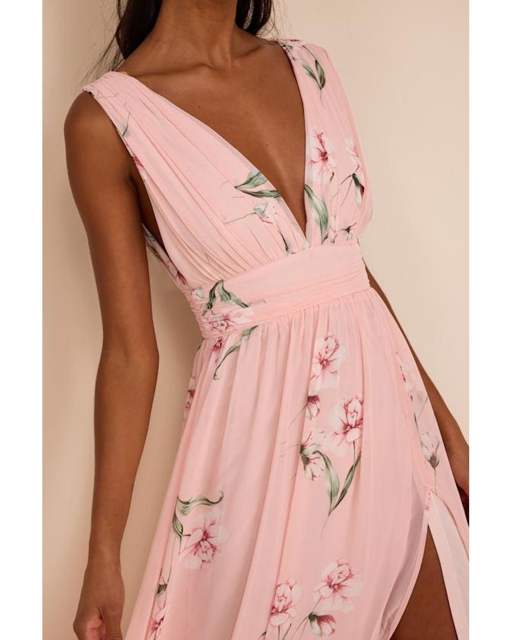 Lulus Natural Garden Meandering Floral Print Maxi Dress
