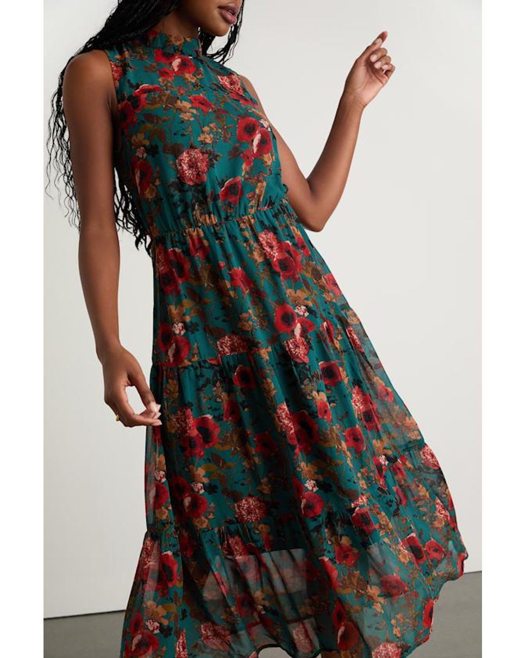 Lulus Blue In My Dreams Multi Floral Print Midi Dress