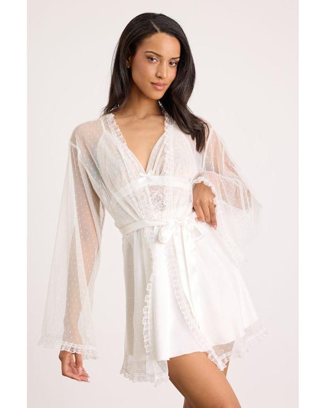 Lulus White Ambrosia Sheer Mesh Short Robe